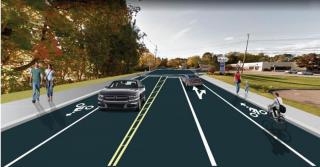 Rendering of the Andover Street/River Road intersection improvements, which will include bike lanes 